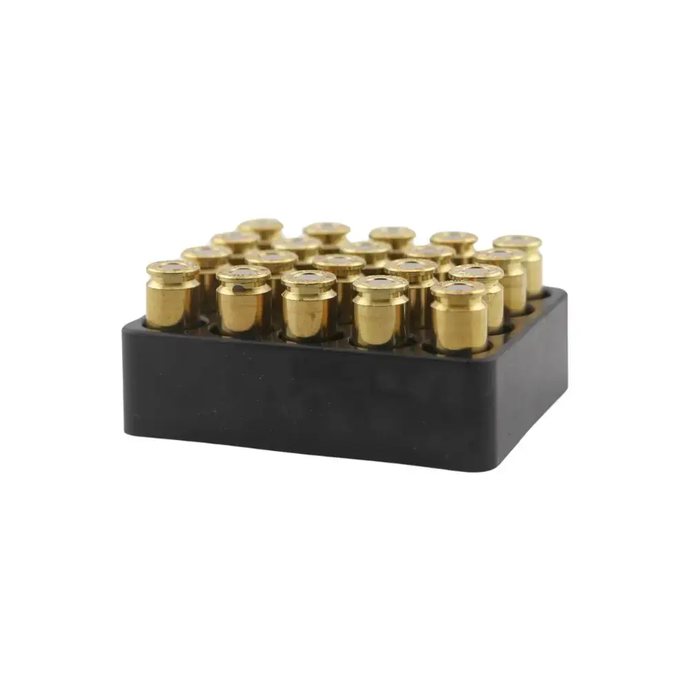 Gold-plated pogo pins arranged in a black plastic holder for testing electronics